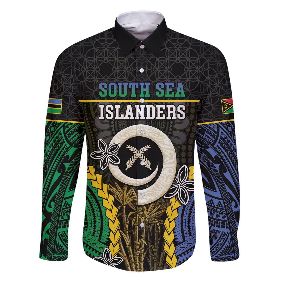 Personalised South Sea Islanders And Vanuatu Family Matching Short Sleeve Bodycon Dress and Hawaiian Shirt Kanakas Sand Drawing Pattern LT05 Dad's Shirt - Long Sleeve Black - Polynesian Pride