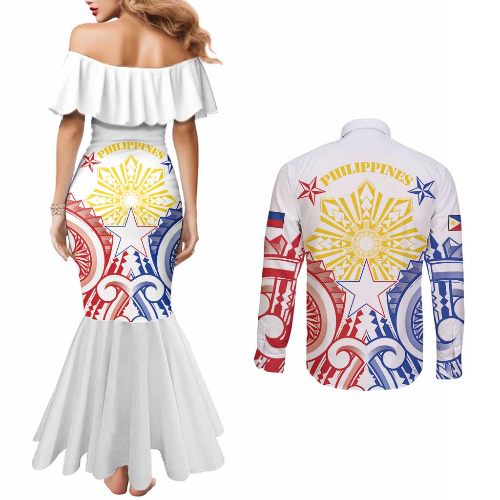Philippines Couples Matching Mermaid Dress and Long Sleeve Button Shirt Katipunan Andres Bonifacio