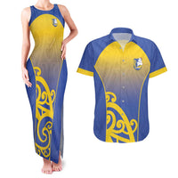 Custom James Cook High School Couples Matching Tank Maxi Dress and Hawaiian Shirt Maori Koru Pattern