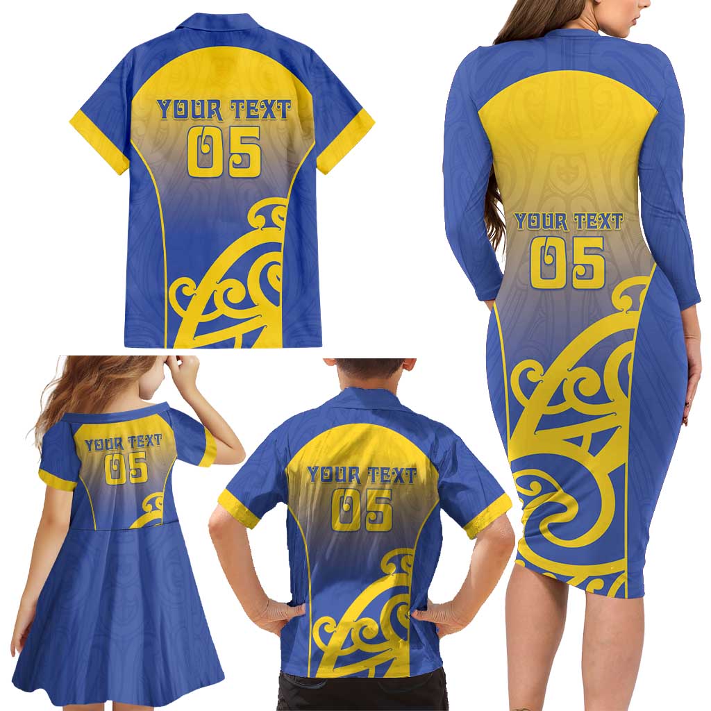 Custom James Cook High School Family Matching Long Sleeve Bodycon Dress and Hawaiian Shirt Maori Koru Pattern