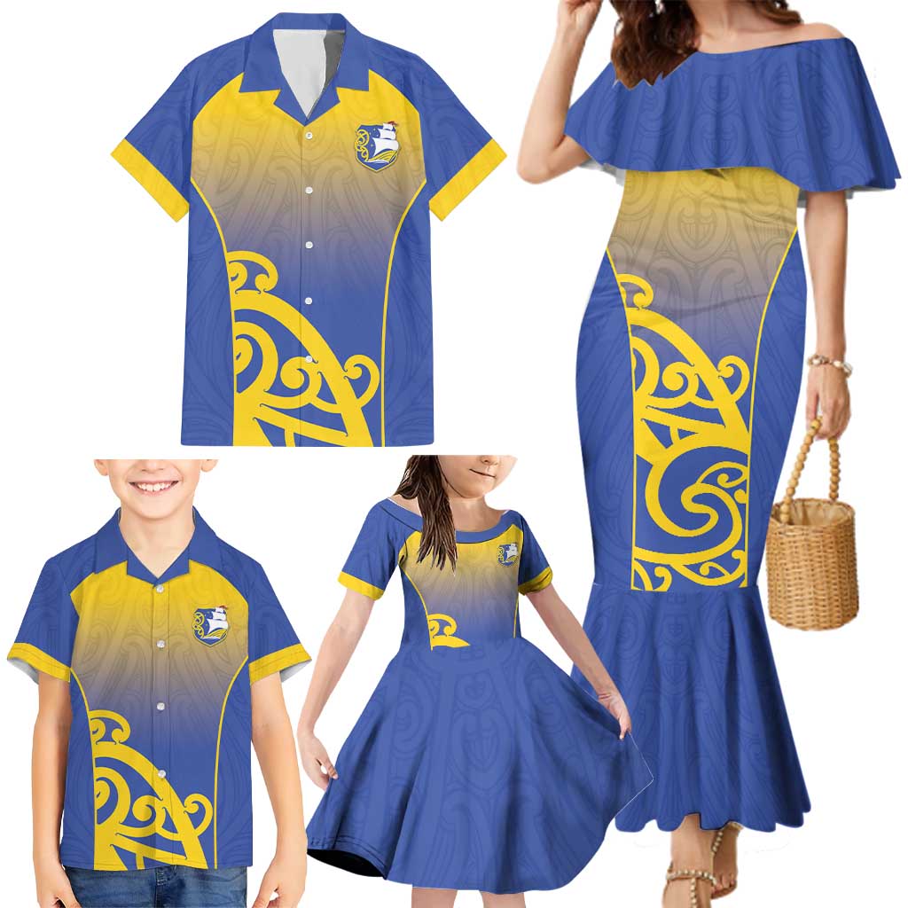 Custom James Cook High School Family Matching Mermaid Dress and Hawaiian Shirt Maori Koru Pattern