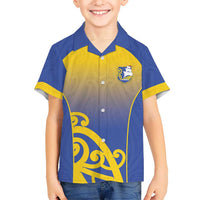 Custom James Cook High School Family Matching Off Shoulder Short Dress and Hawaiian Shirt Maori Koru Pattern