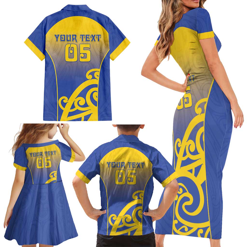 Custom James Cook High School Family Matching Short Sleeve Bodycon Dress and Hawaiian Shirt Maori Koru Pattern