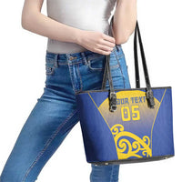 Custom James Cook High School Leather Tote Bag Maori Koru Pattern