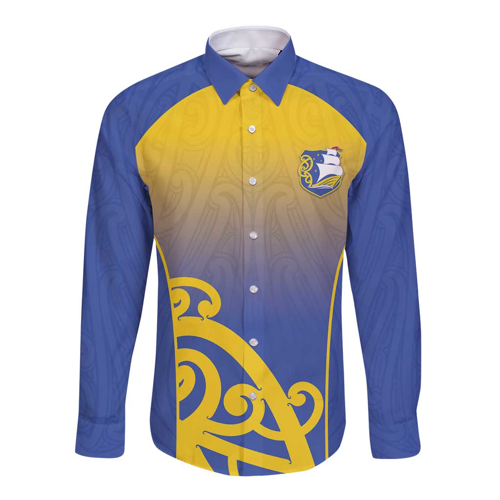 Custom James Cook High School Long Sleeve Button Shirt Maori Koru Pattern