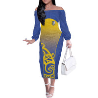 Custom James Cook High School Off The Shoulder Long Sleeve Dress Maori Koru Pattern