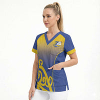 Custom James Cook High School Scrub Top Maori Koru Pattern