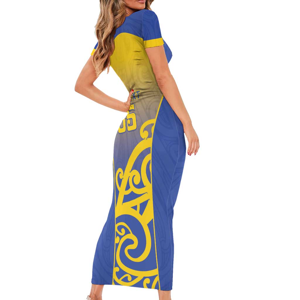 Custom James Cook High School Short Sleeve Bodycon Dress Maori Koru Pattern