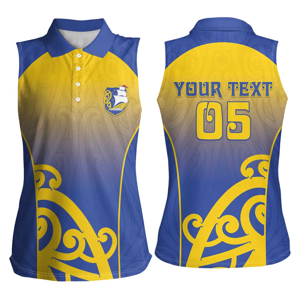 Custom James Cook High School Women Sleeveless Polo Shirt Maori Koru Pattern