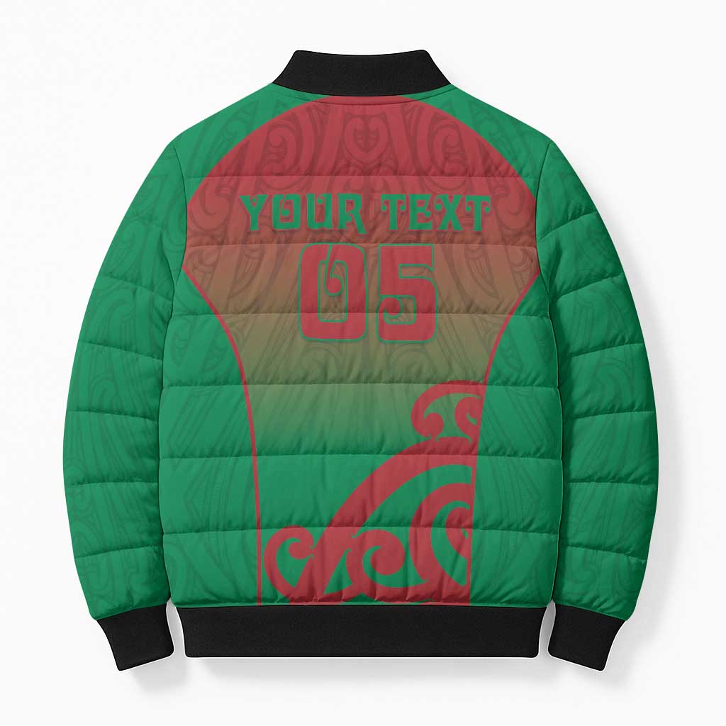 Custom Onehunga High School Bomber Puffer Jacket Maori Koru Pattern