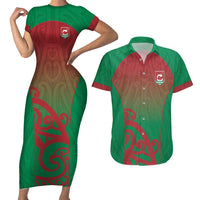 Custom Onehunga High School Couples Matching Short Sleeve Bodycon Dress and Hawaiian Shirt Maori Koru Pattern
