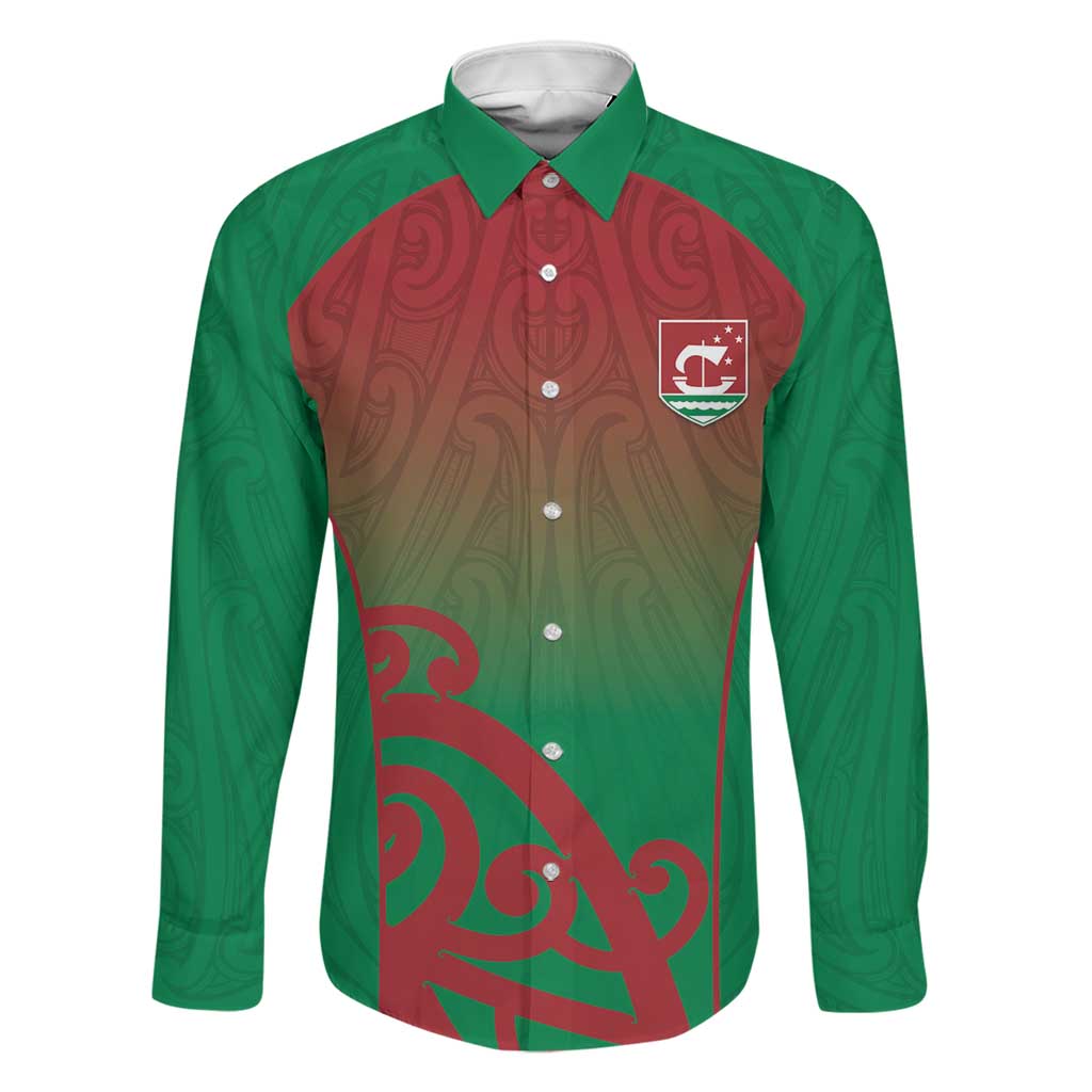 Custom Onehunga High School Family Matching Off The Shoulder Long Sleeve Dress and Hawaiian Shirt Maori Koru Pattern