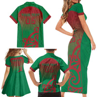 Custom Onehunga High School Family Matching Short Sleeve Bodycon Dress and Hawaiian Shirt Maori Koru Pattern