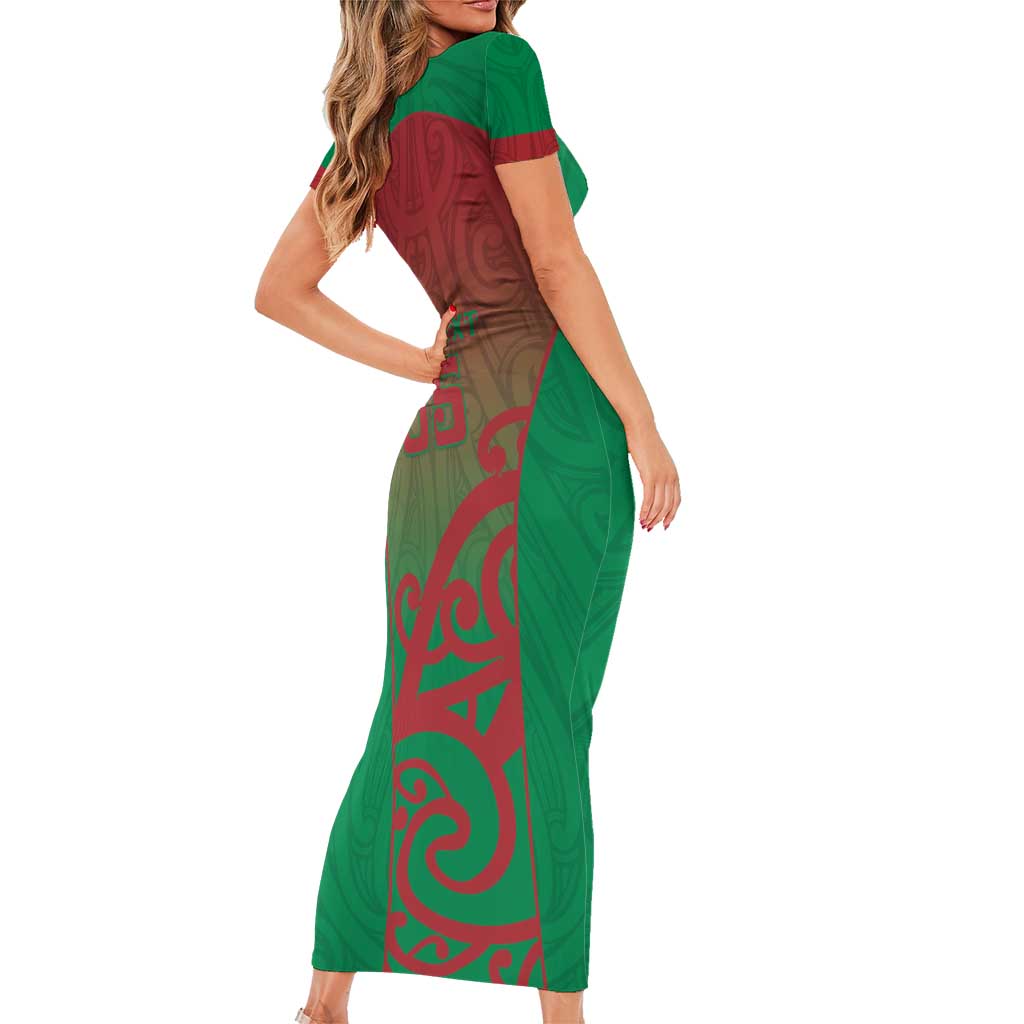 Custom Onehunga High School Family Matching Short Sleeve Bodycon Dress and Hawaiian Shirt Maori Koru Pattern