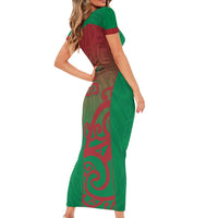 Custom Onehunga High School Family Matching Short Sleeve Bodycon Dress and Hawaiian Shirt Maori Koru Pattern