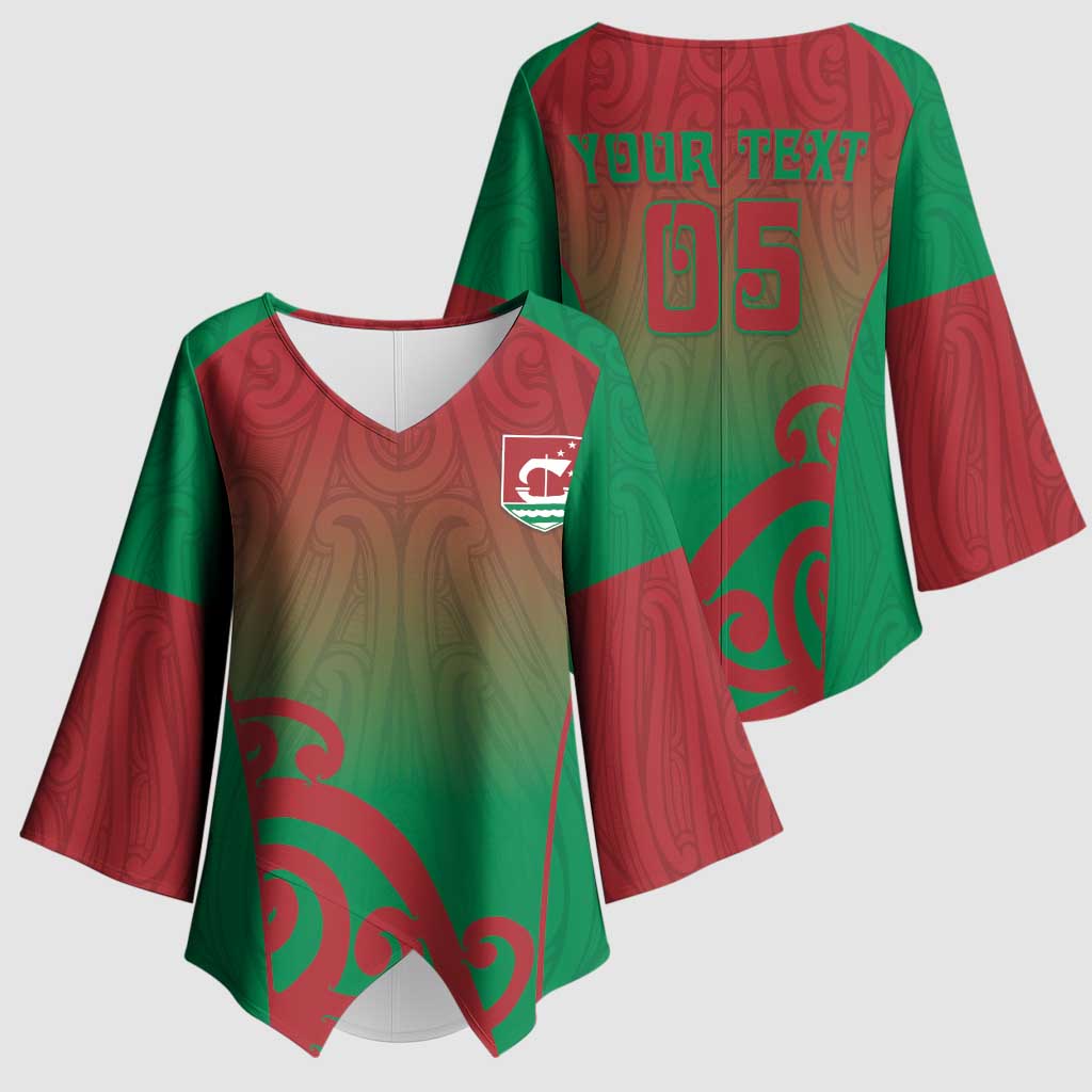 Custom Onehunga High School Kimono Sleeve Blouse Maori Koru Pattern
