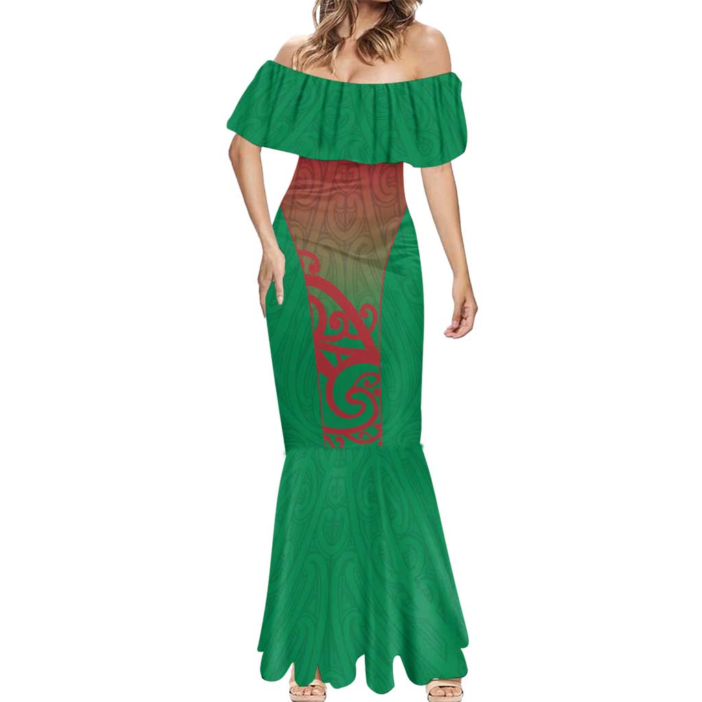 Custom Onehunga High School Mermaid Dress Maori Koru Pattern