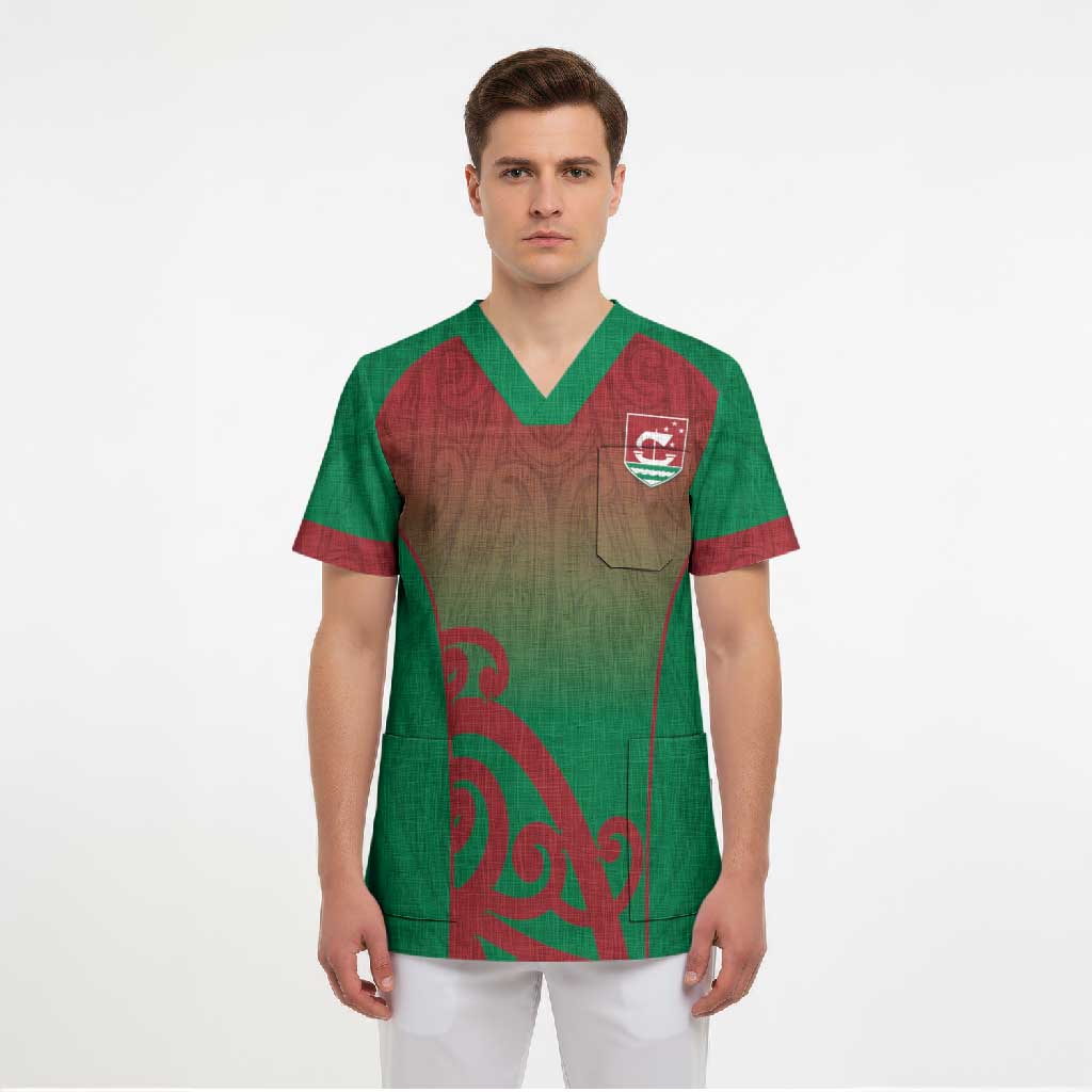Custom Onehunga High School Scrub Top Maori Koru Pattern