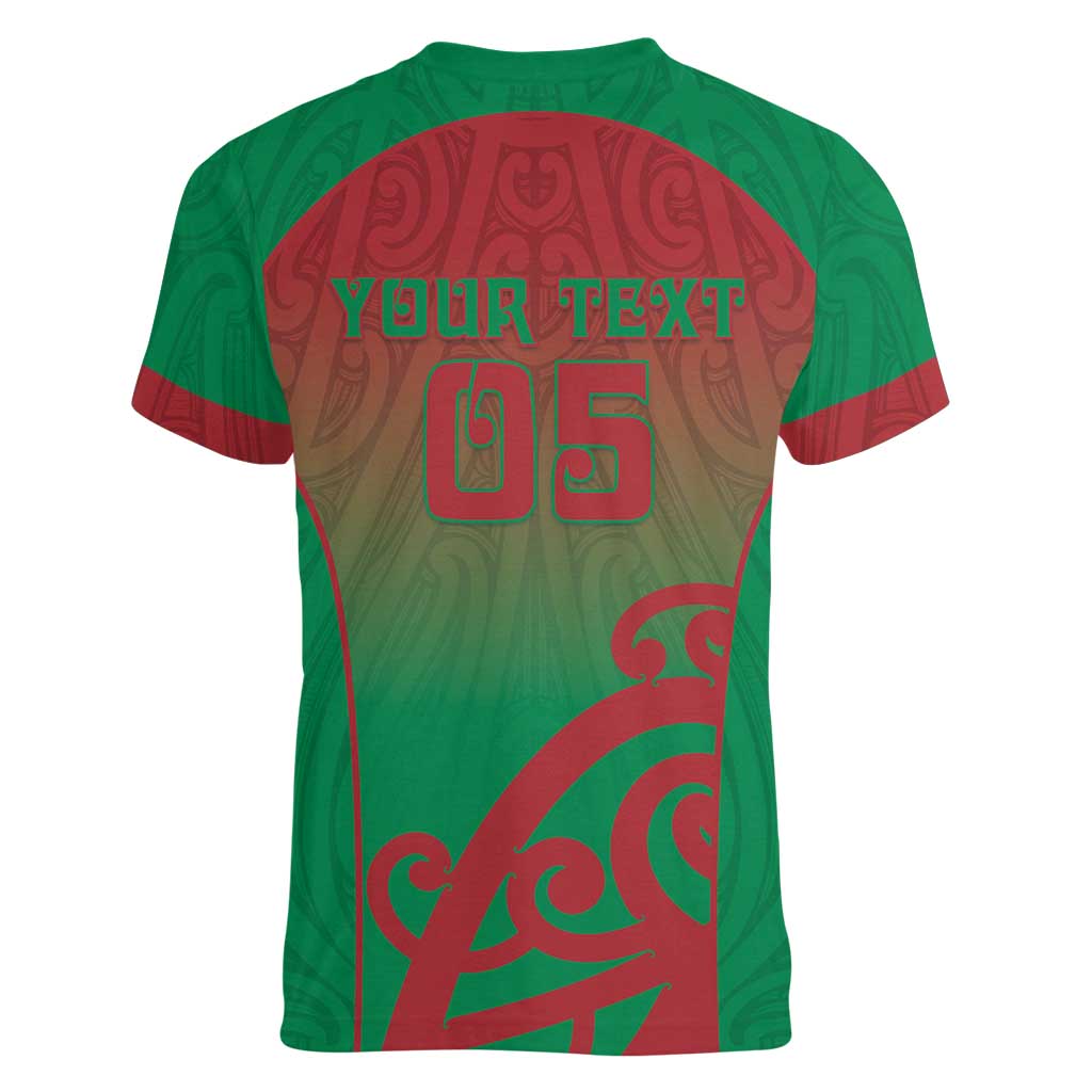Custom Onehunga High School Women V-Neck T-Shirt Maori Koru Pattern