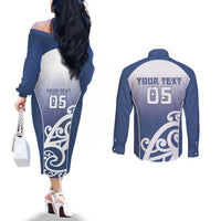 Custom New Zealand Aotea College Couples Matching Off The Shoulder Long Sleeve Dress and Long Sleeve Button Shirt Maori Koru Pattern LT05 - Polynesian Pride