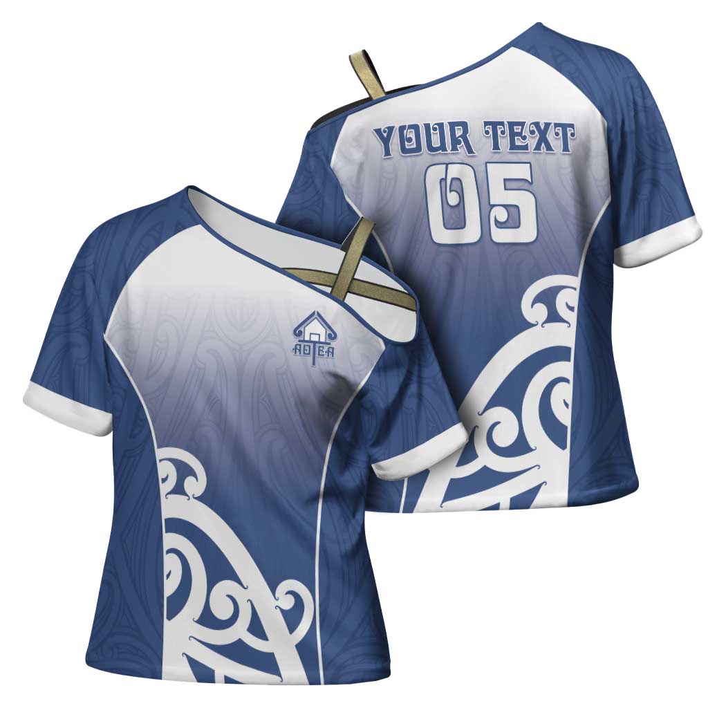 Custom New Zealand Aotea College Cross Shoulder Shirt Maori Koru Pattern