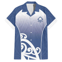 Custom New Zealand Aotea College Family Matching Off Shoulder Maxi Dress and Hawaiian Shirt Maori Koru Pattern LT05 Dad's Shirt - Short Sleeve Blue - Polynesian Pride