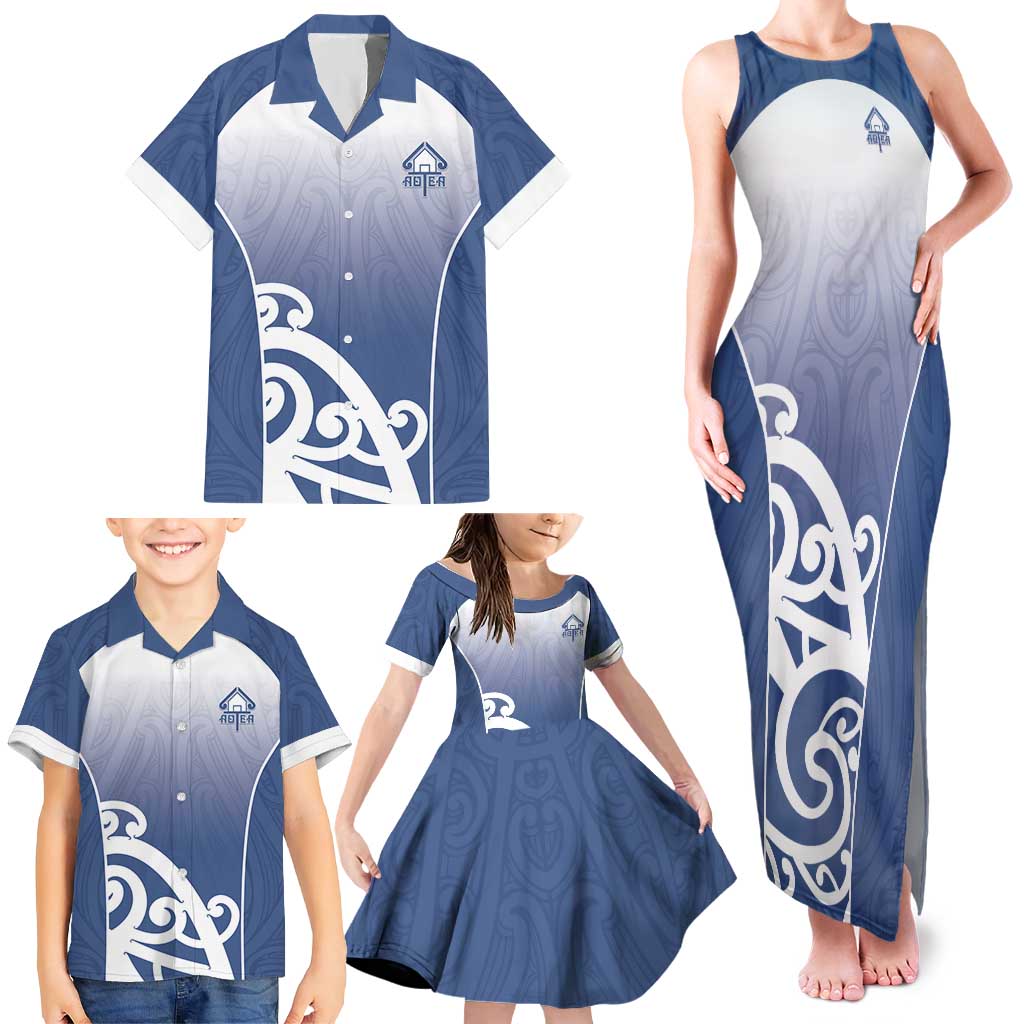 Custom New Zealand Aotea College Family Matching Tank Maxi Dress and Hawaiian Shirt Maori Koru Pattern LT05 - Polynesian Pride