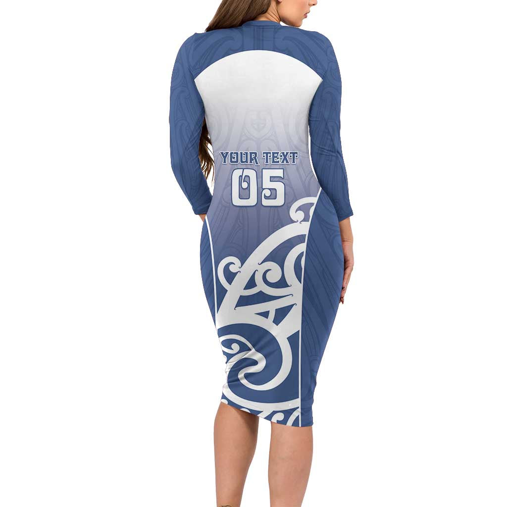 Custom New Zealand Aotea College Long Sleeve Bodycon Dress Maori Koru Pattern