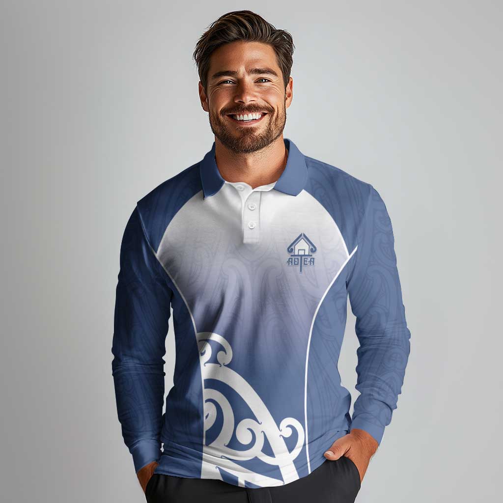 Custom New Zealand Aotea College Long Sleeve Polo Shirt Maori Koru Pattern