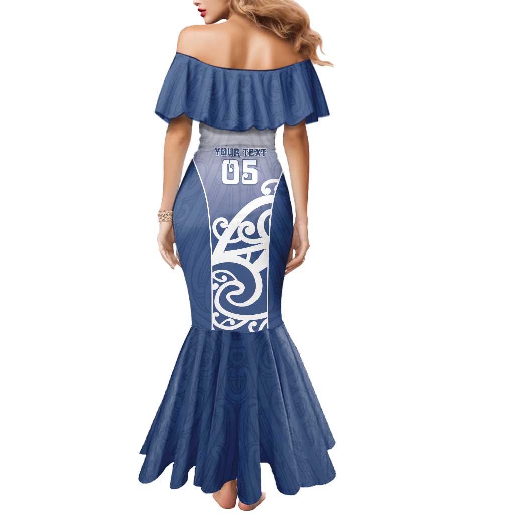 Custom New Zealand Aotea College Mermaid Dress Maori Koru Pattern