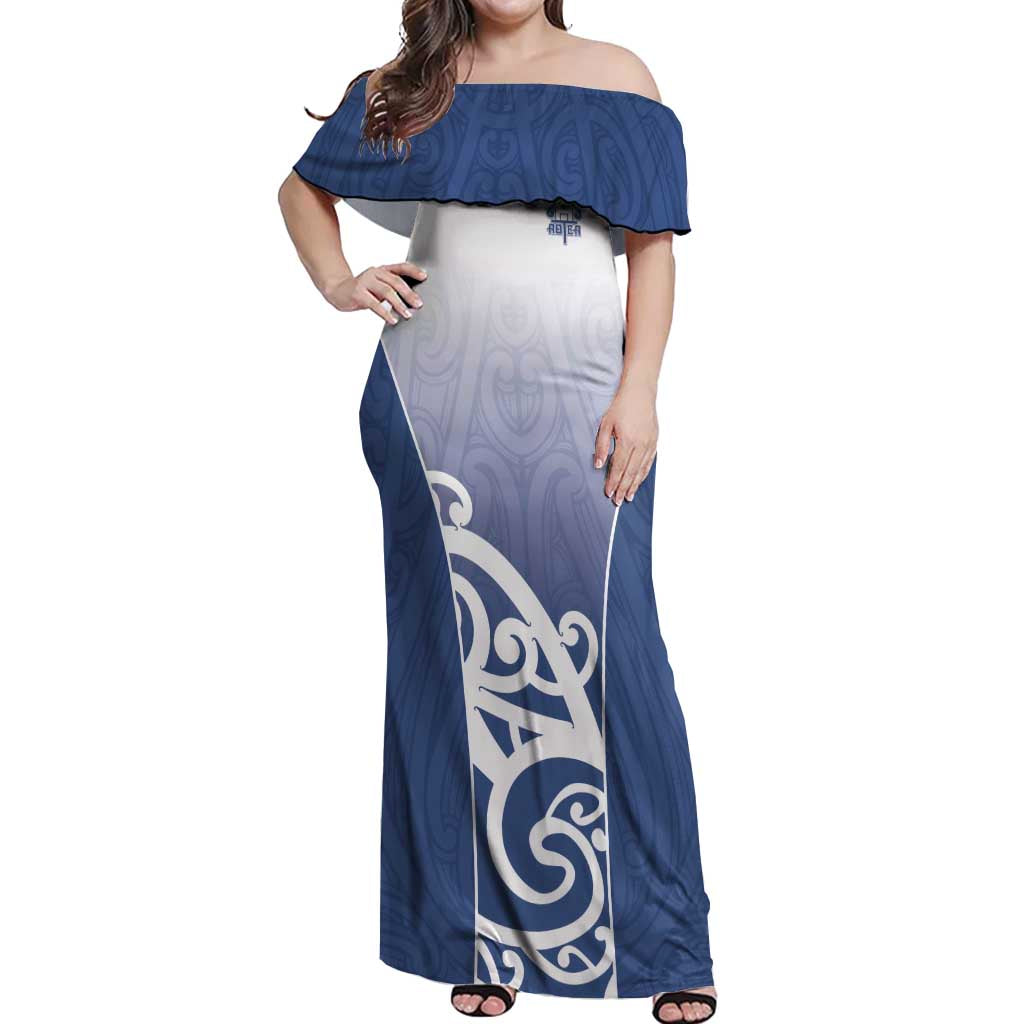 Custom New Zealand Aotea College Off Shoulder Maxi Dress Maori Koru Pattern