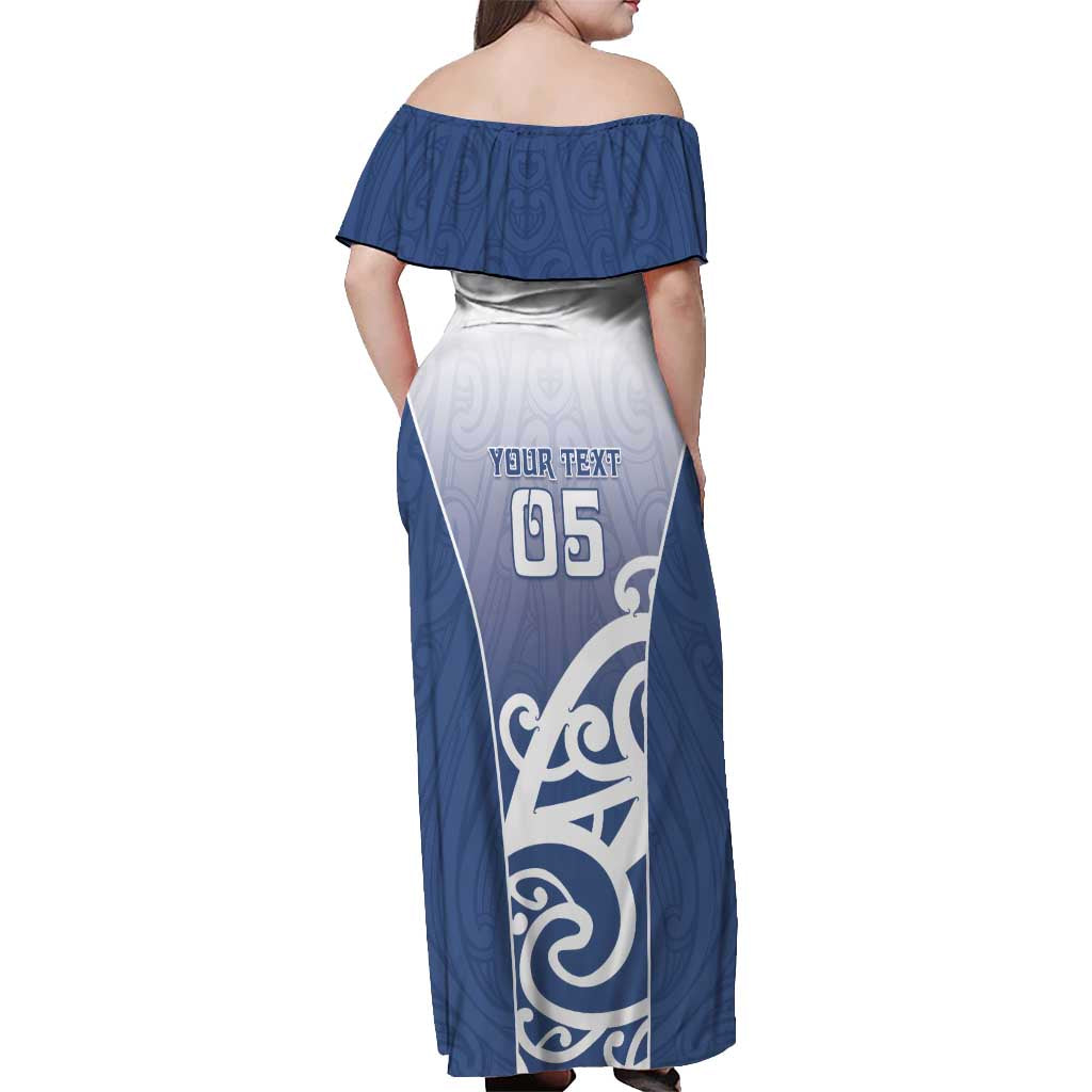 Custom New Zealand Aotea College Off Shoulder Maxi Dress Maori Koru Pattern