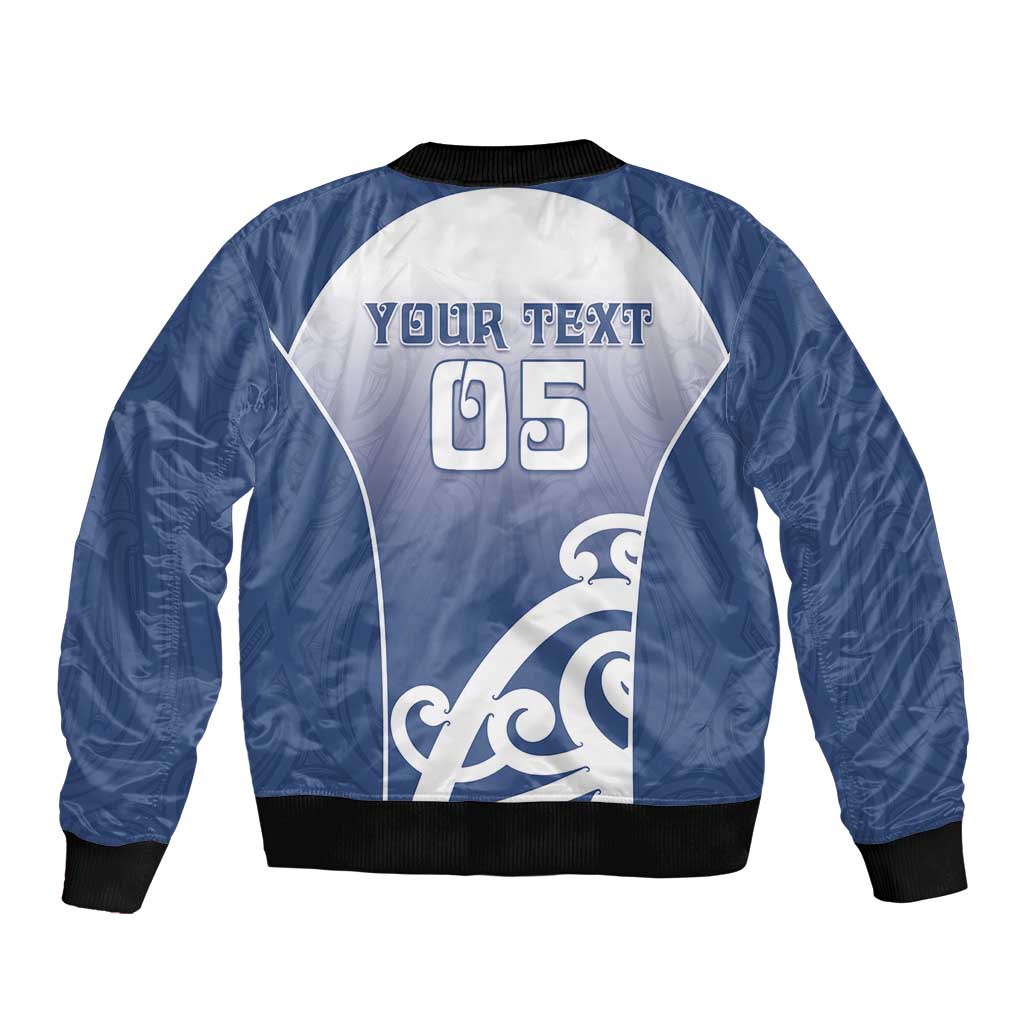 Custom New Zealand Aotea College Sleeve Zip Bomber Jacket Maori Koru Pattern