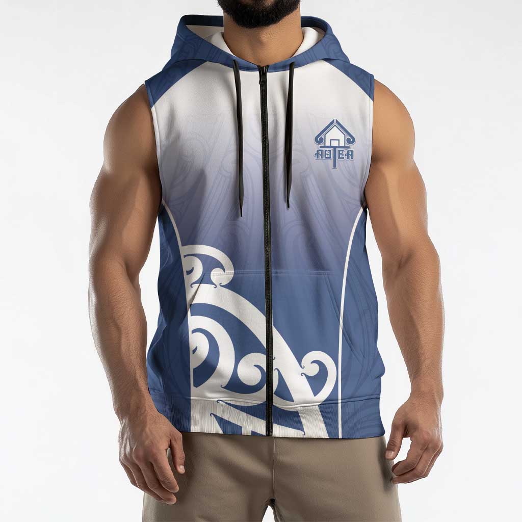 Custom New Zealand Aotea College Sleeveless Zip Hoodie Maori Koru Pattern