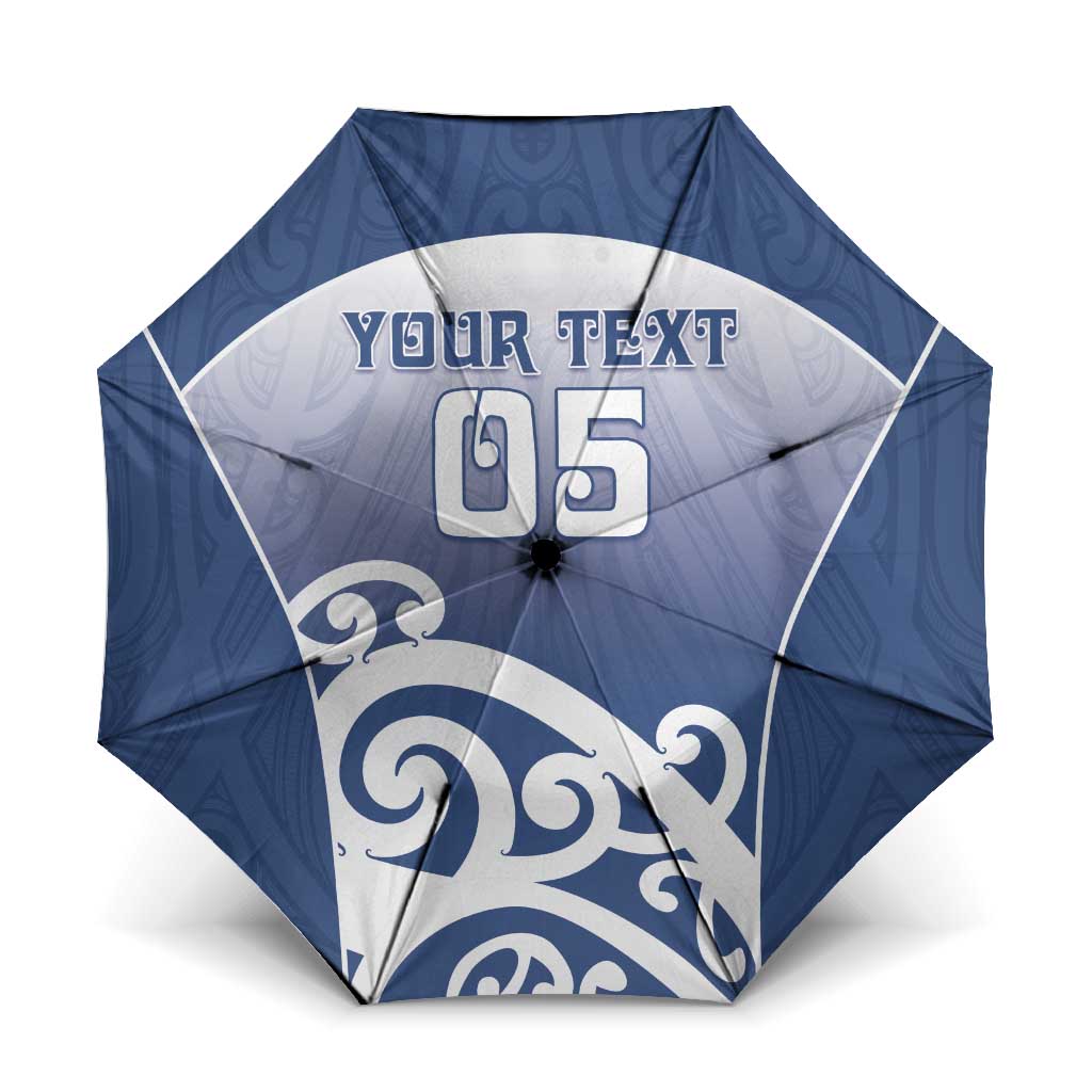 Custom New Zealand Aotea College Umbrella Maori Koru Pattern LT05 One Size Folded 11.42 inch Opened Diameter 37.4 inch Blue - Polynesian Pride