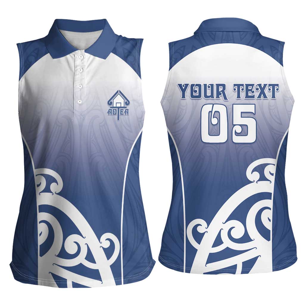 Custom New Zealand Aotea College Women Sleeveless Polo Shirt Maori Koru Pattern