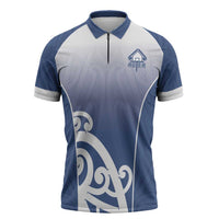 Custom New Zealand Aotea College Zipper Polo Shirt Maori Koru Pattern