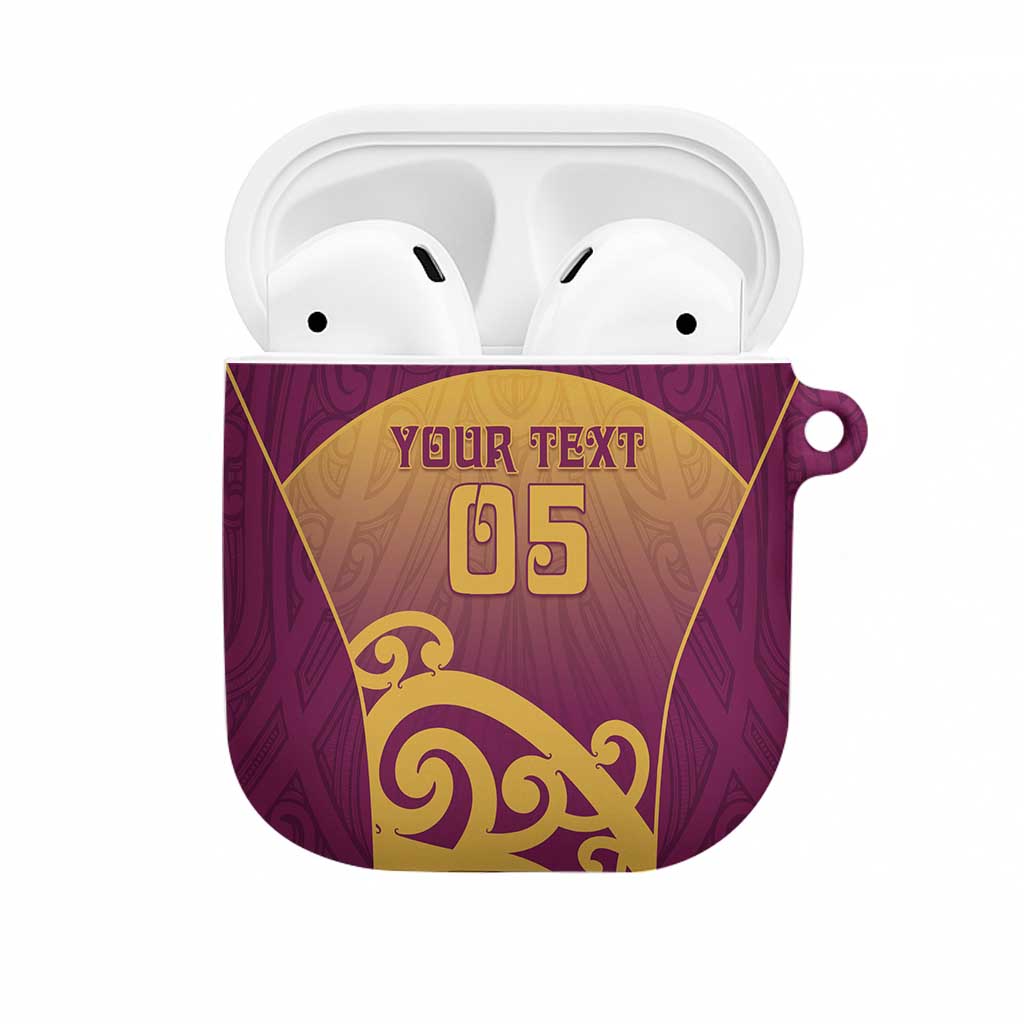 Custom Waiuku College AirPods Case Maori Koru Pattern LT05 Maroon - Polynesian Pride