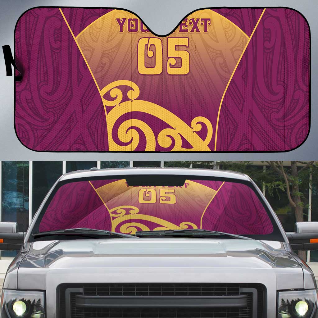 Custom Waiuku College Auto Sun Shade Maori Koru Pattern LT05 Maroon - Polynesian Pride