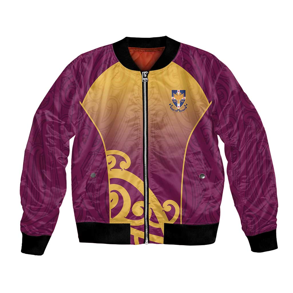 Custom Waiuku College Bomber Jacket Maori Koru Pattern