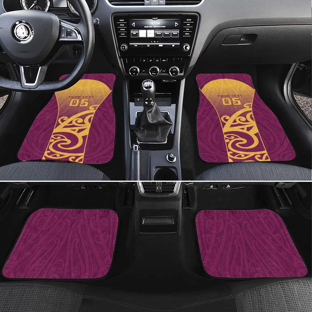 Custom Waiuku College Car Mats Maori Koru Pattern LT05 Set 4pcs Maroon - Polynesian Pride