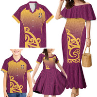 Custom Waiuku College Family Matching Mermaid Dress and Hawaiian Shirt Maori Koru Pattern