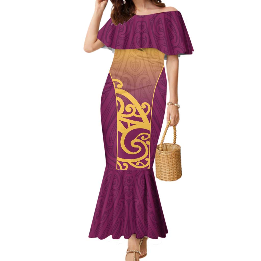 Custom Waiuku College Family Matching Mermaid Dress and Hawaiian Shirt Maori Koru Pattern