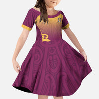 Custom Waiuku College Family Matching Off The Shoulder Long Sleeve Dress and Hawaiian Shirt Maori Koru Pattern
