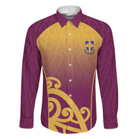 Custom Waiuku College Family Matching Off The Shoulder Long Sleeve Dress and Hawaiian Shirt Maori Koru Pattern
