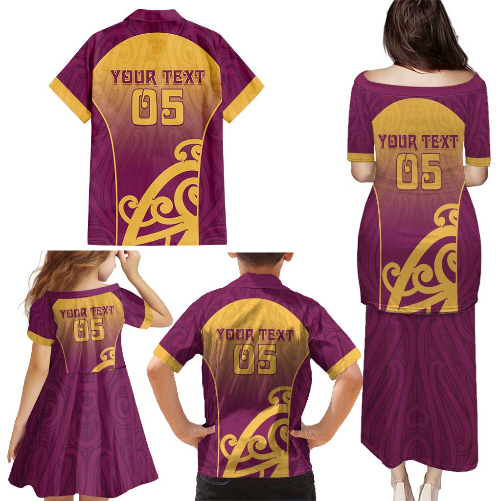 Custom Waiuku College Family Matching Puletasi and Hawaiian Shirt Maori Koru Pattern