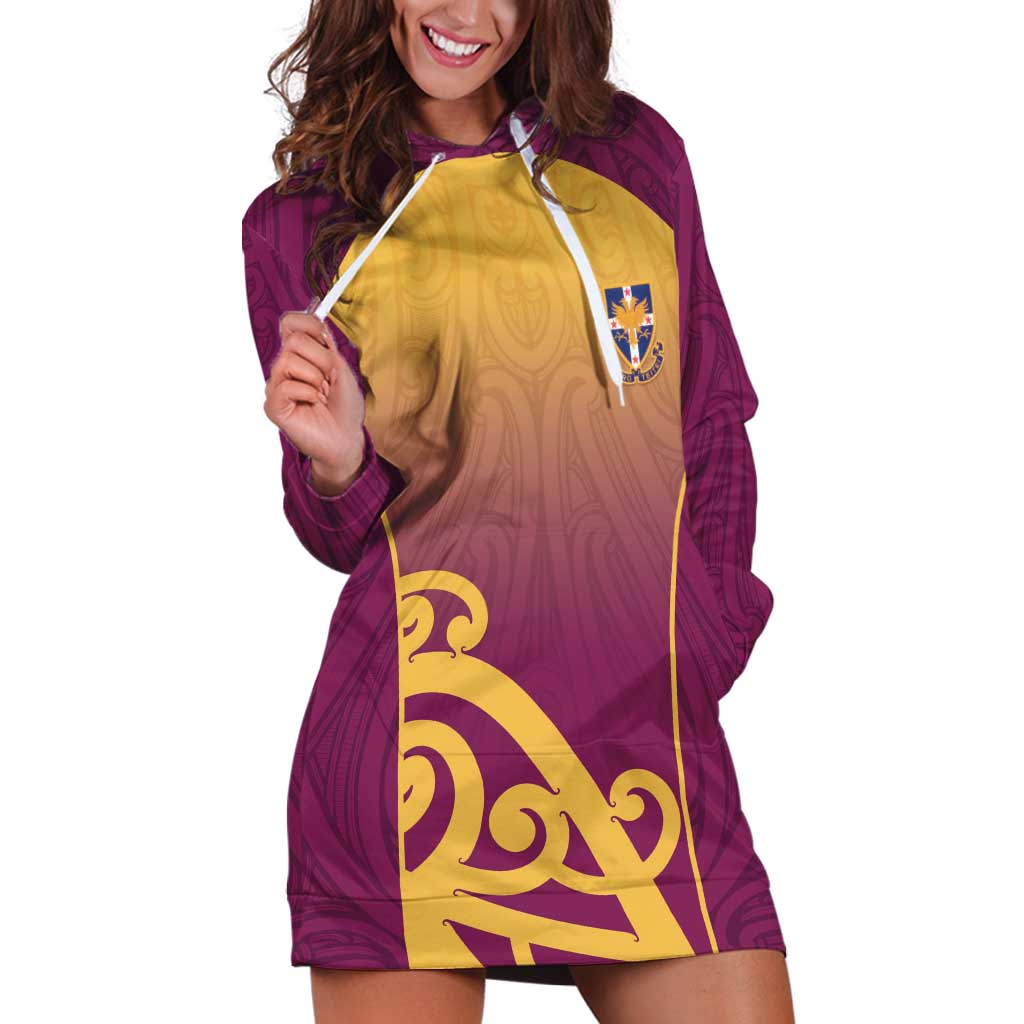 Custom Waiuku College Hoodie Dress Maori Koru Pattern