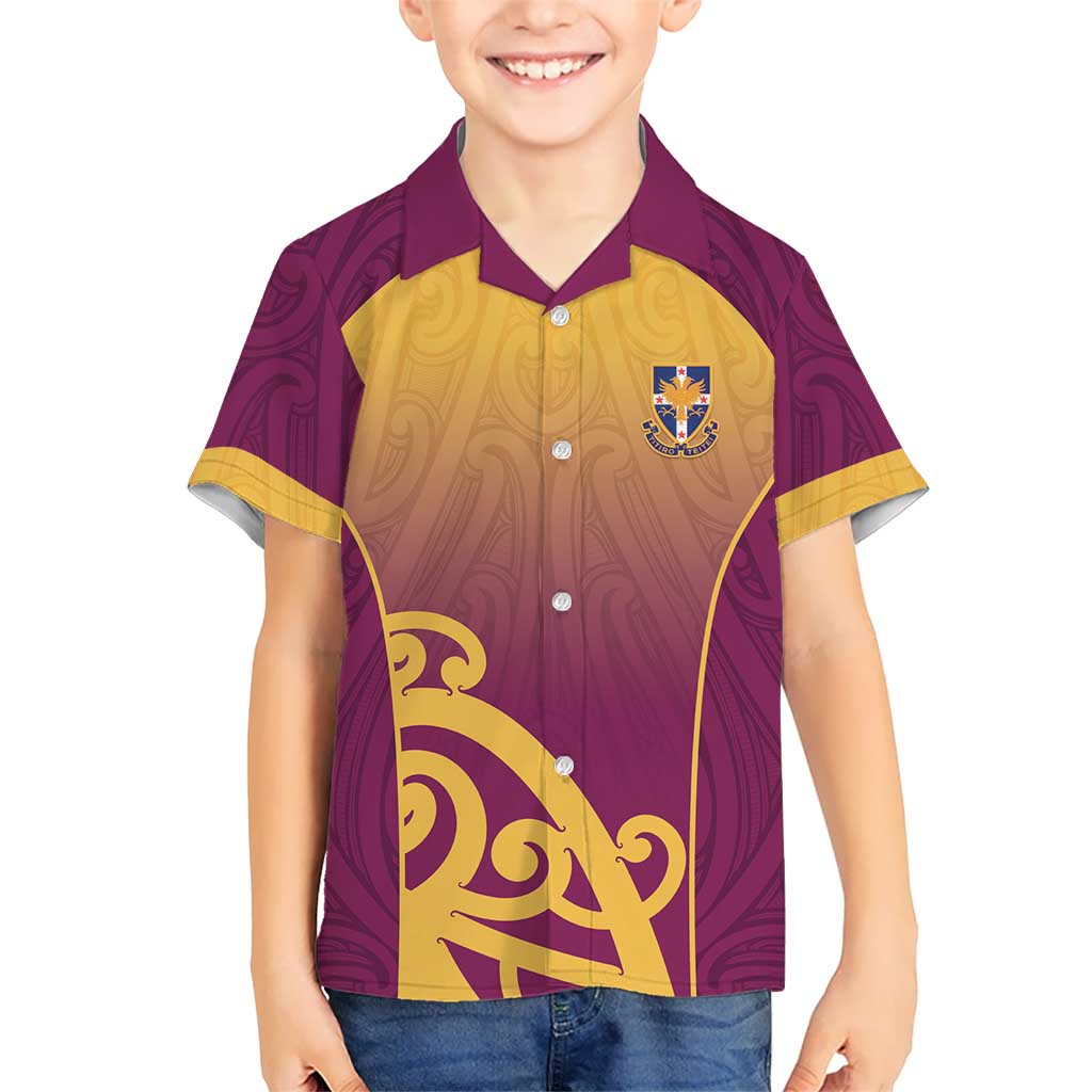 Custom Waiuku College Kid Hawaiian Shirt Maori Koru Pattern