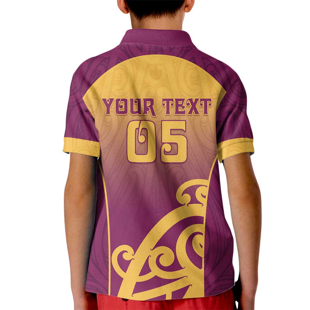 Custom Waiuku College Kid Polo Shirt Maori Koru Pattern
