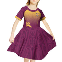Custom Waiuku College Kid Short Sleeve Dress Maori Koru Pattern
